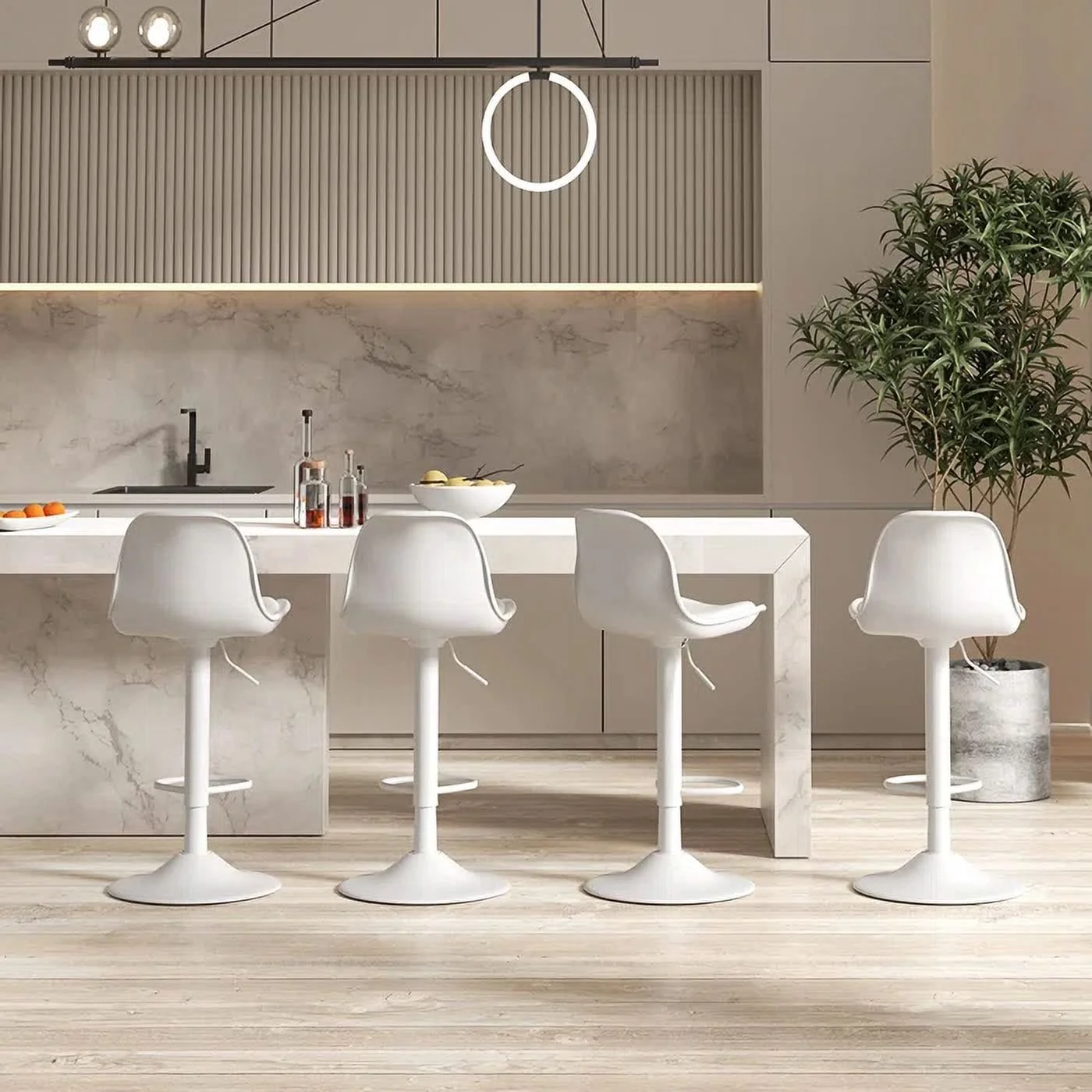 Hawsaiy Morden Swivel Bar Stools Bar Stools with Adjustable Height Set of 4