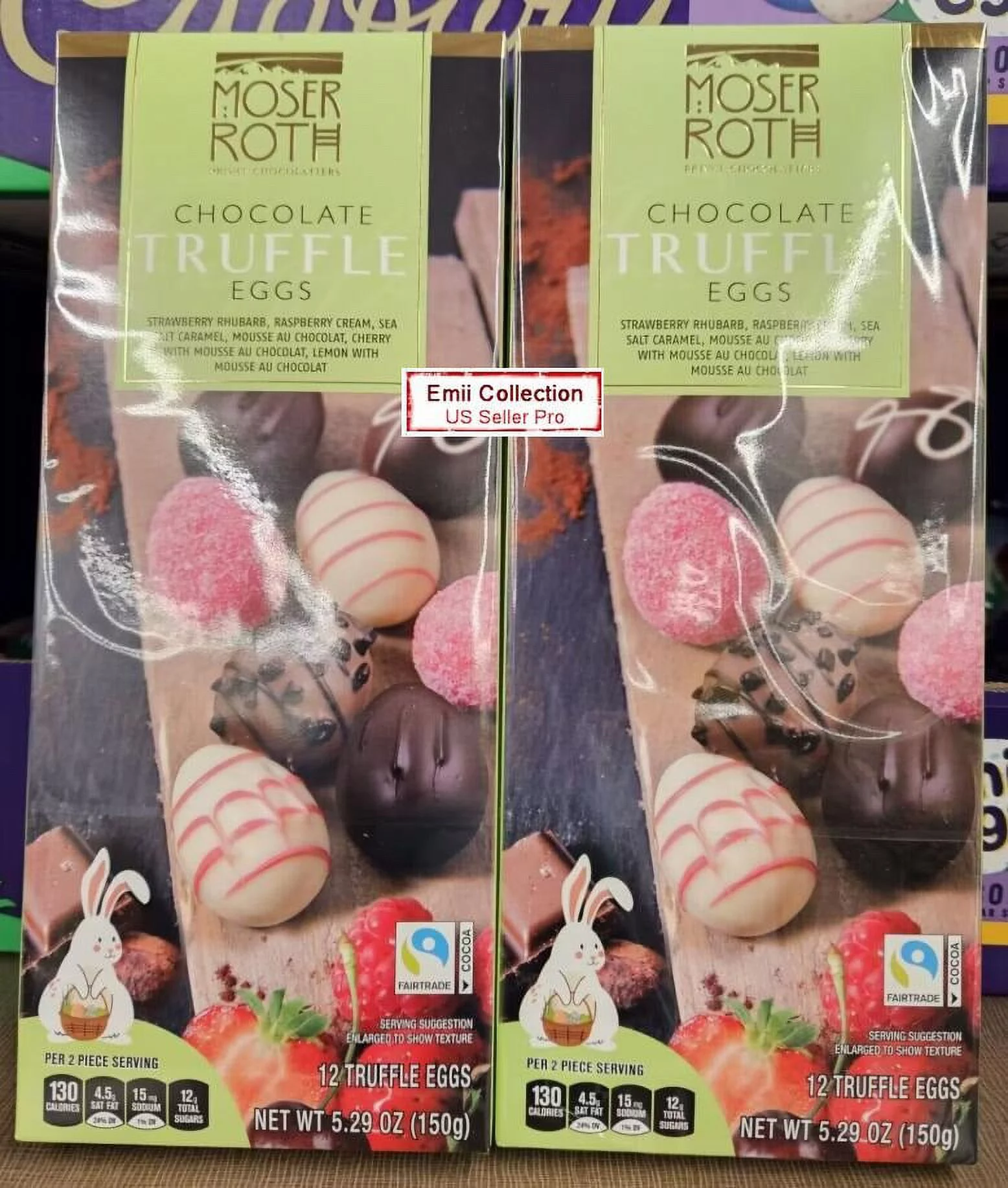 Moser Roth Chocolate Truffle Eggs 5.29oz 150g (2 Boxes)