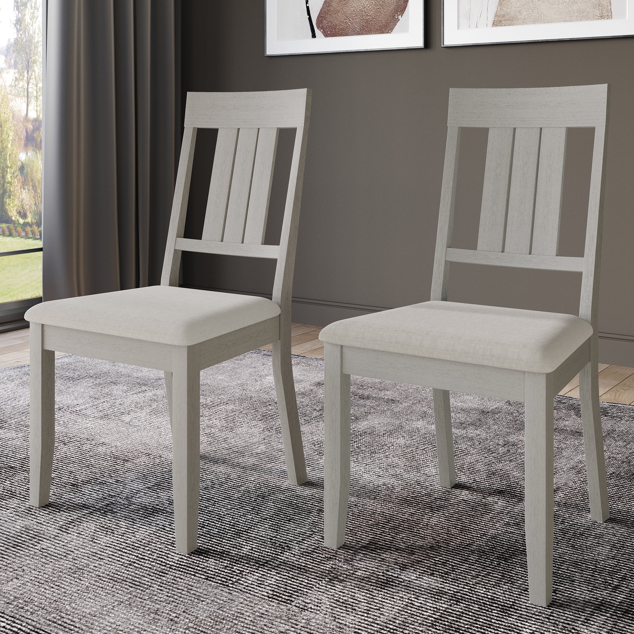 Castle Place Simple Wooden Dining Chair, Set of 2, White