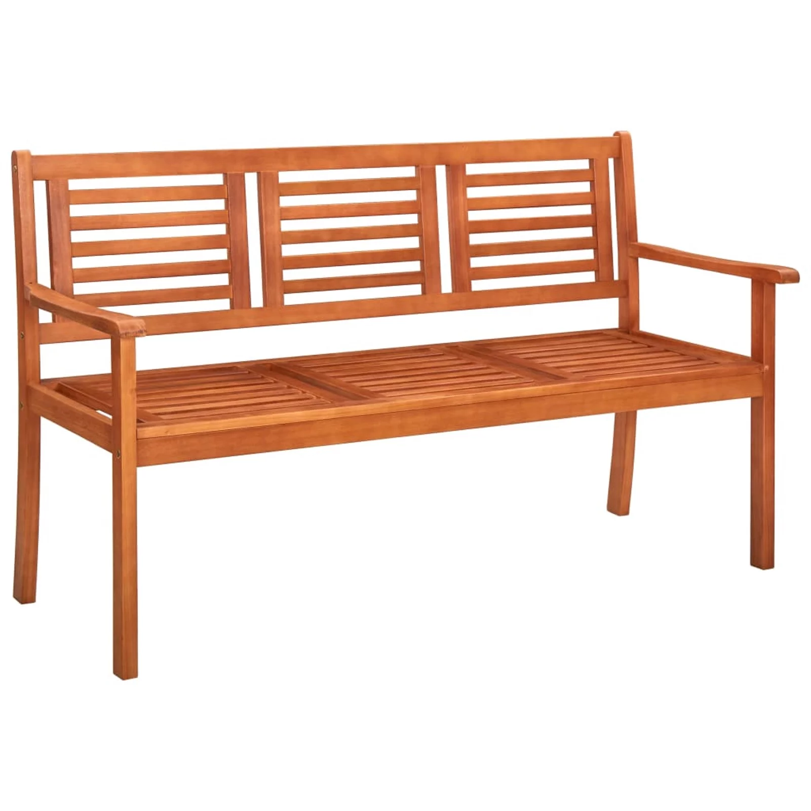 moobody 3-Seater Garden Bench with Red Cushion Eucalyptus Wood Porch Chair Wooden Outdoor Bench for Patio, Backyard, Balcony, Park, Lawn Furniture 59.1in x 23.6in x 35in (W x D x H)