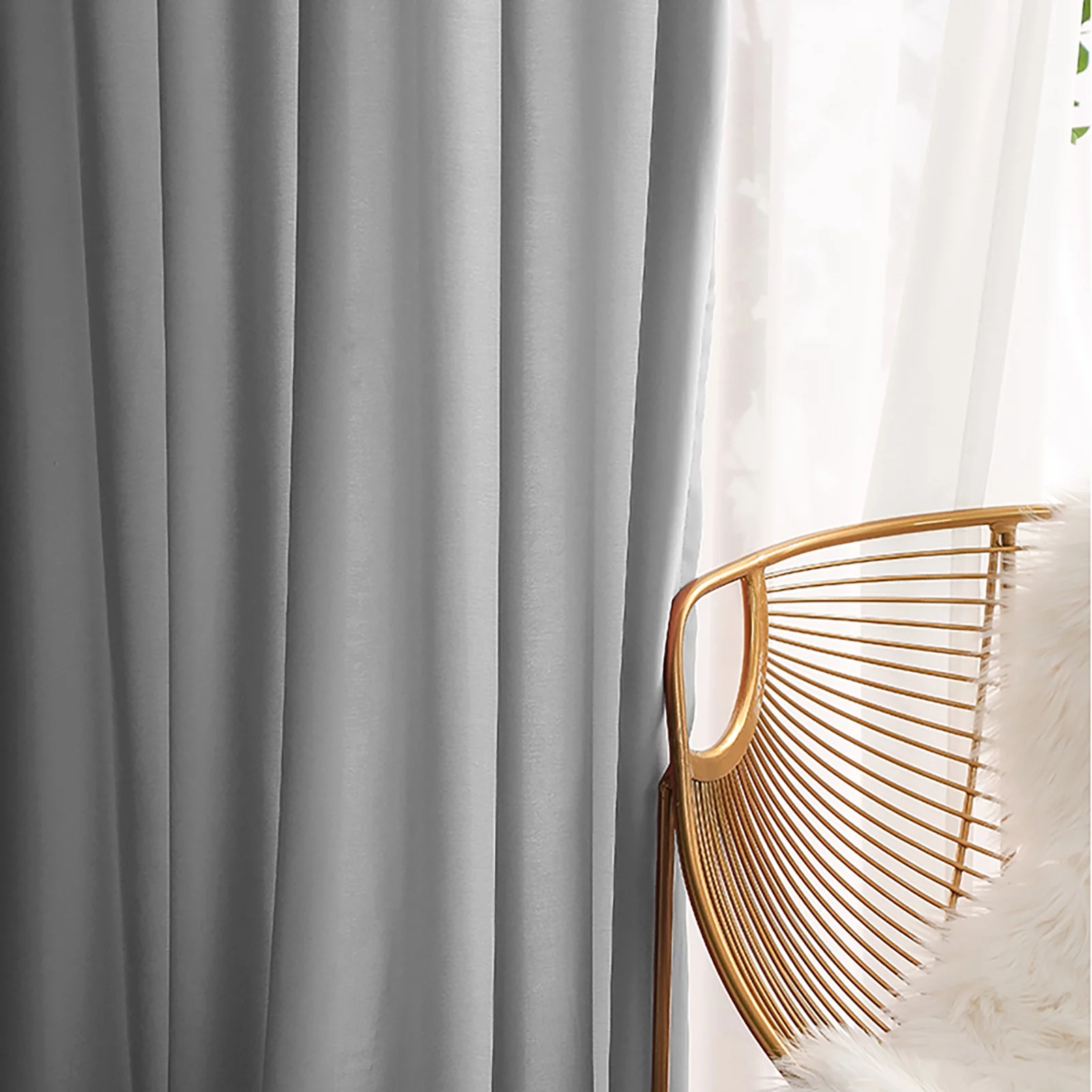 Festnight 2PCS Solid Color Curtains Polyester Fiber Grommet Light Filtering Casual Textured Privacy Curtains for Bedroom Living Room