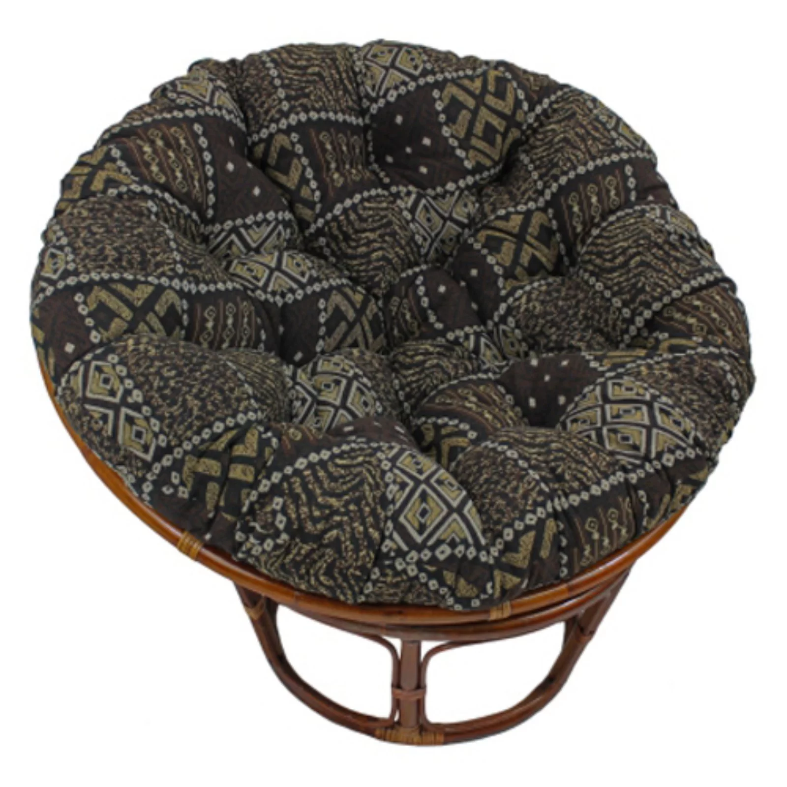 International Caravan Bali 42-inch Rattan Papasan Chair with Tapestry Cushion Spin City Abstract