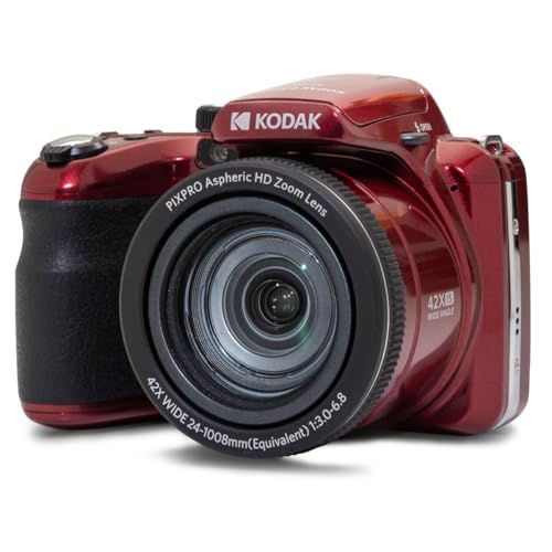 Kodak PIXPRO AZ425 Astro Zoom 20MP Full HD Digital Camera, Red, Bundle with 32GB Memory Card and Camera Bag