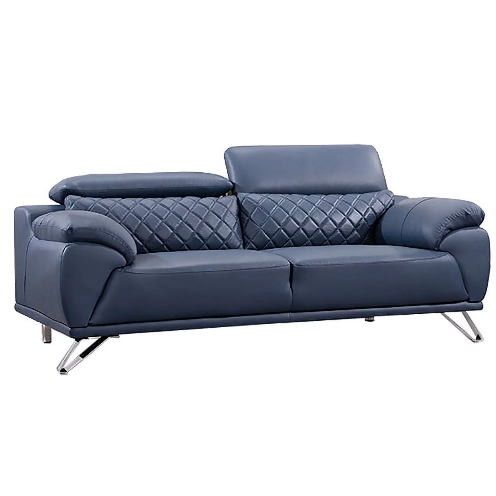American Eagle Furniture Tufted Modern Leather Sofa in Navy Blue