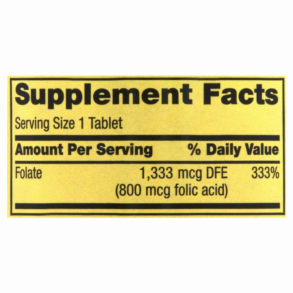 Folate 1,333 Mcg Heart Nervous System Supplement-400 Tablets