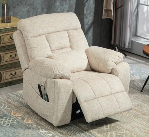 Lift Chair Recliner Lay Flat 180-Degree, Heavy Duty, Infinite Position Electric Recliner Chair Lift Chair with Massage and Heat, Dual Motor Power Stand Up Lifting Recliners for Seniors (Brown)