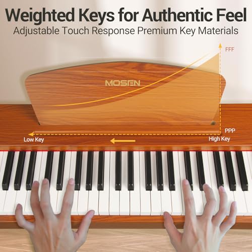 MOSEN Digital Piano 88 Key Weighted Keyboard, Full-size Electric Piano for Beginners, Hammer Action Piano Keyboard, with Sheet Music Stand, Triple Pedal, Power Adapter, USB-MIDI Connecting, Black