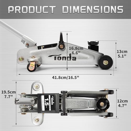 TONDA Floor Jack, Hydraulic Portable Car Lift Jack, 1.5 Ton (3,000 lb) Capacity (Blue)