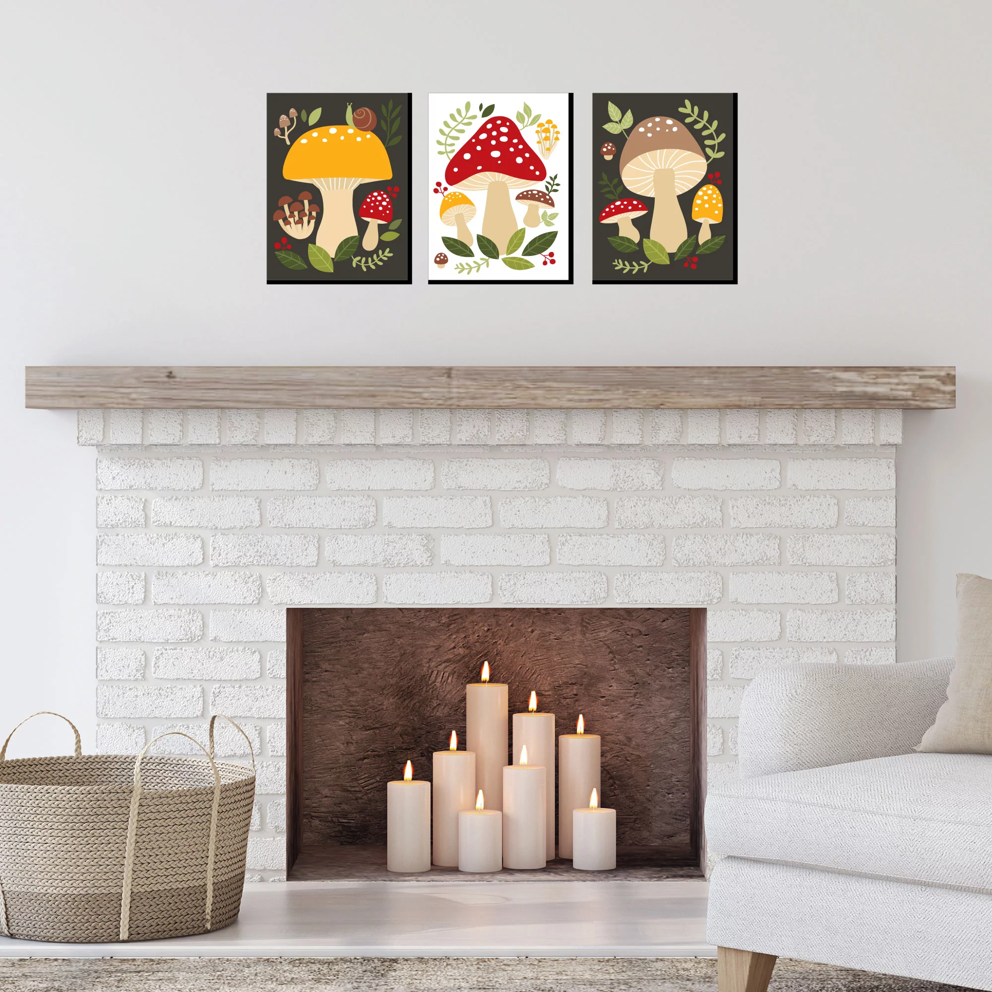 Big Dot of Happiness Wild Mushrooms - Red Toadstool Wall Art and Kitchen Room Decor - 7.5 x 10 inches - Set of 3 Prints