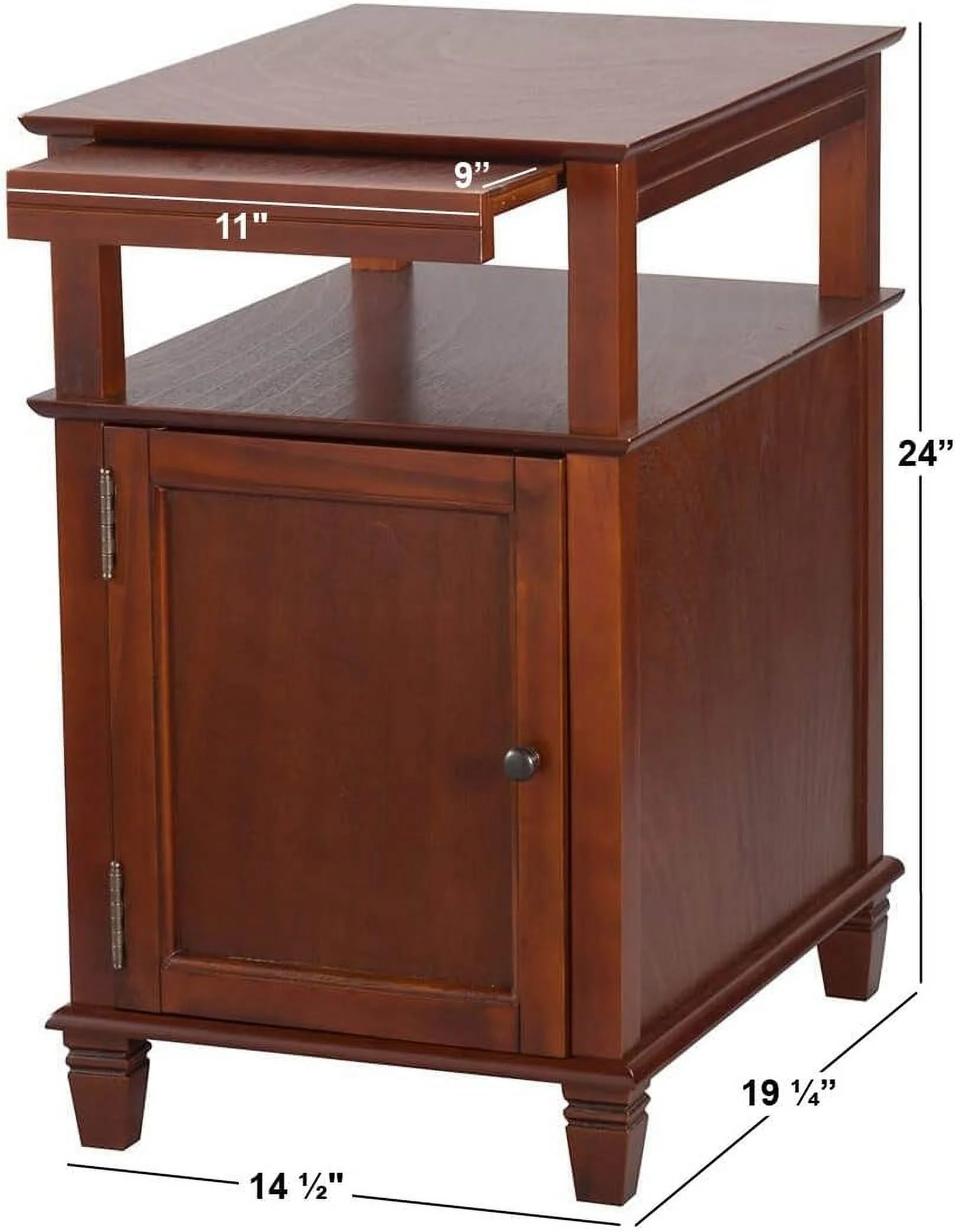 Miles Kimball Appleton Recliner Table With Slide-Out Shelf Mahogany