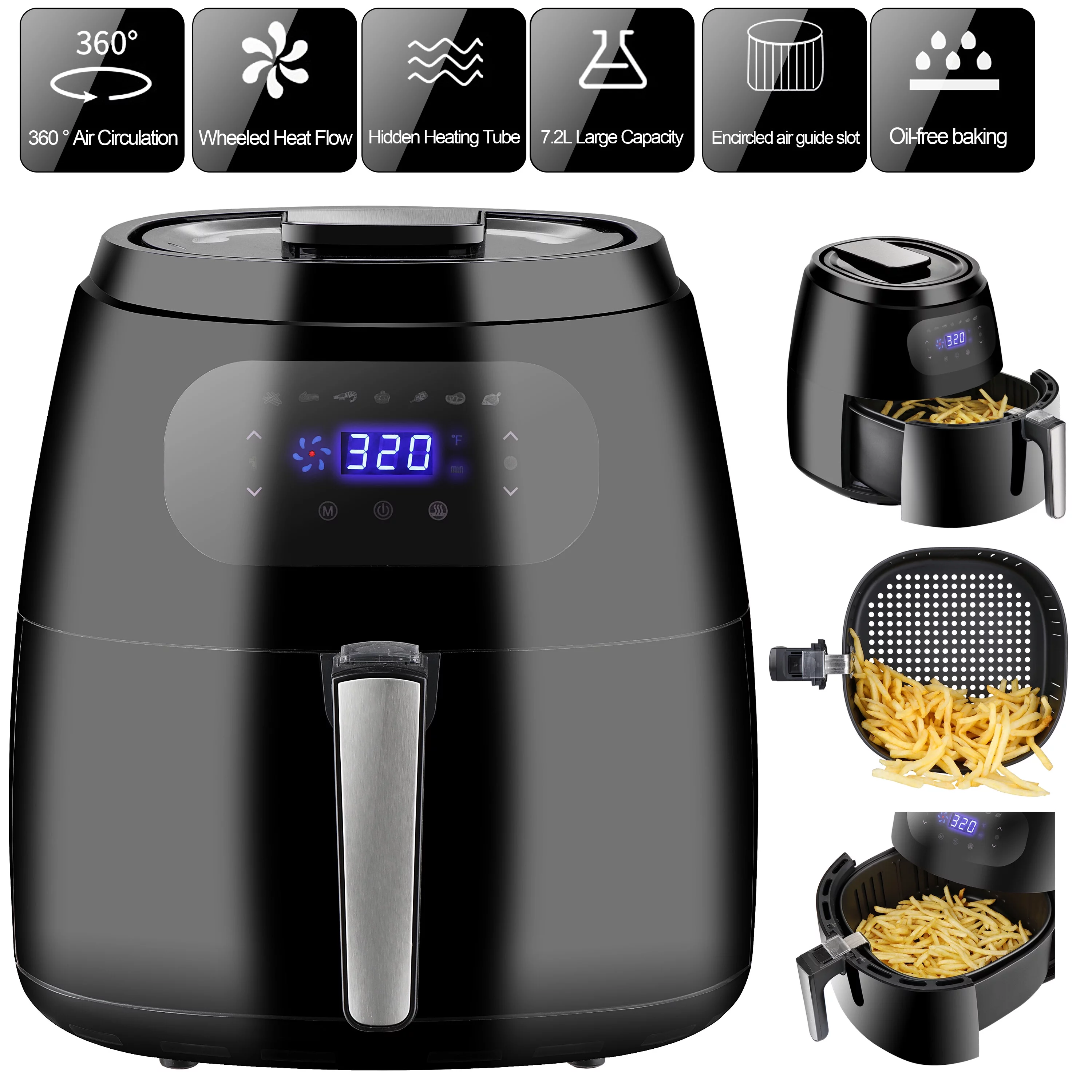 HomGarden Pro 1700W Digital Multi-Functional Air Fryer 7.6 Qt (7.2L) Large Specialty Oven Cooker