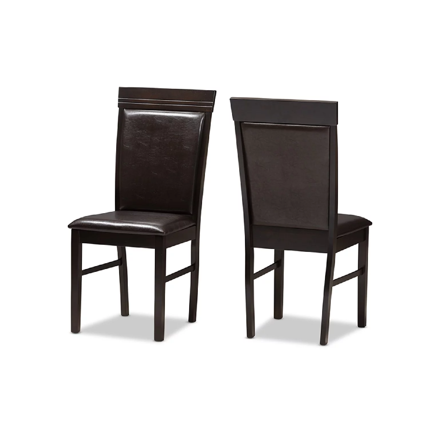 Baxton Studio Thea Modern and Contemporary Dark Brown Faux Leather Upholstered Dining Chair (Set of 2)