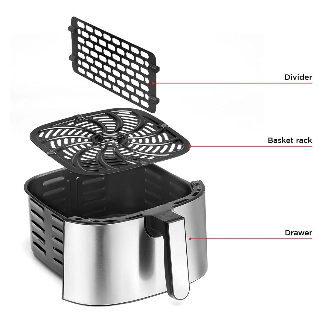 2 in 1 Max XL 8 Qt Air Fryer, Healthy Cooking, User Friendly, Basket Divider For Dual Cooking, Nonstick Stainless Steel, Digital Touch Screen with 4 Cooking Functions, BPA-Free