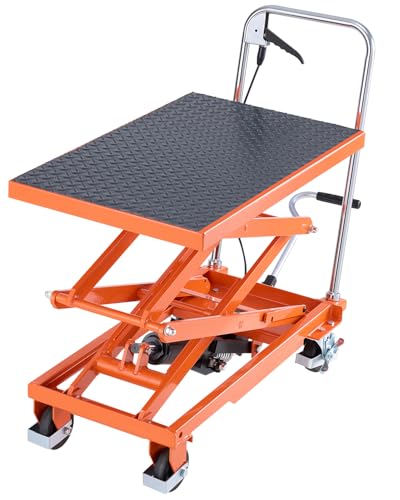 VEVOR Electric Lift Table, 330 lbs Capacity Single Scissor Lift Table, 8-28 in Height Adjustable Lifting Platform, Coffee Table Lift with 4 Wheels, for Material Handling and Transportation, Black