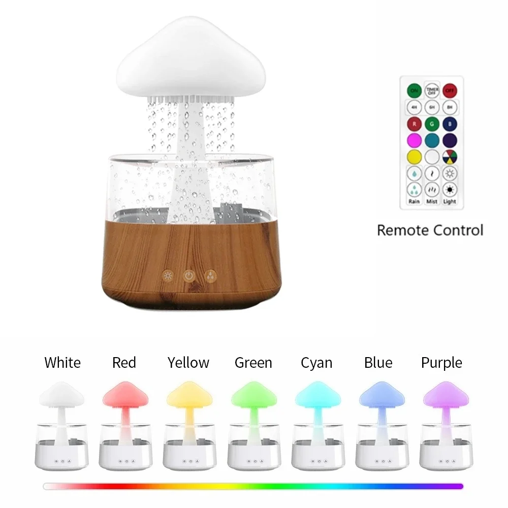 For Rain Cloud Water Drops Air Humidifier Diffuser Essential Oil Ultrasonic USB  Perfume Spray For Bedroom Car LED Lamps