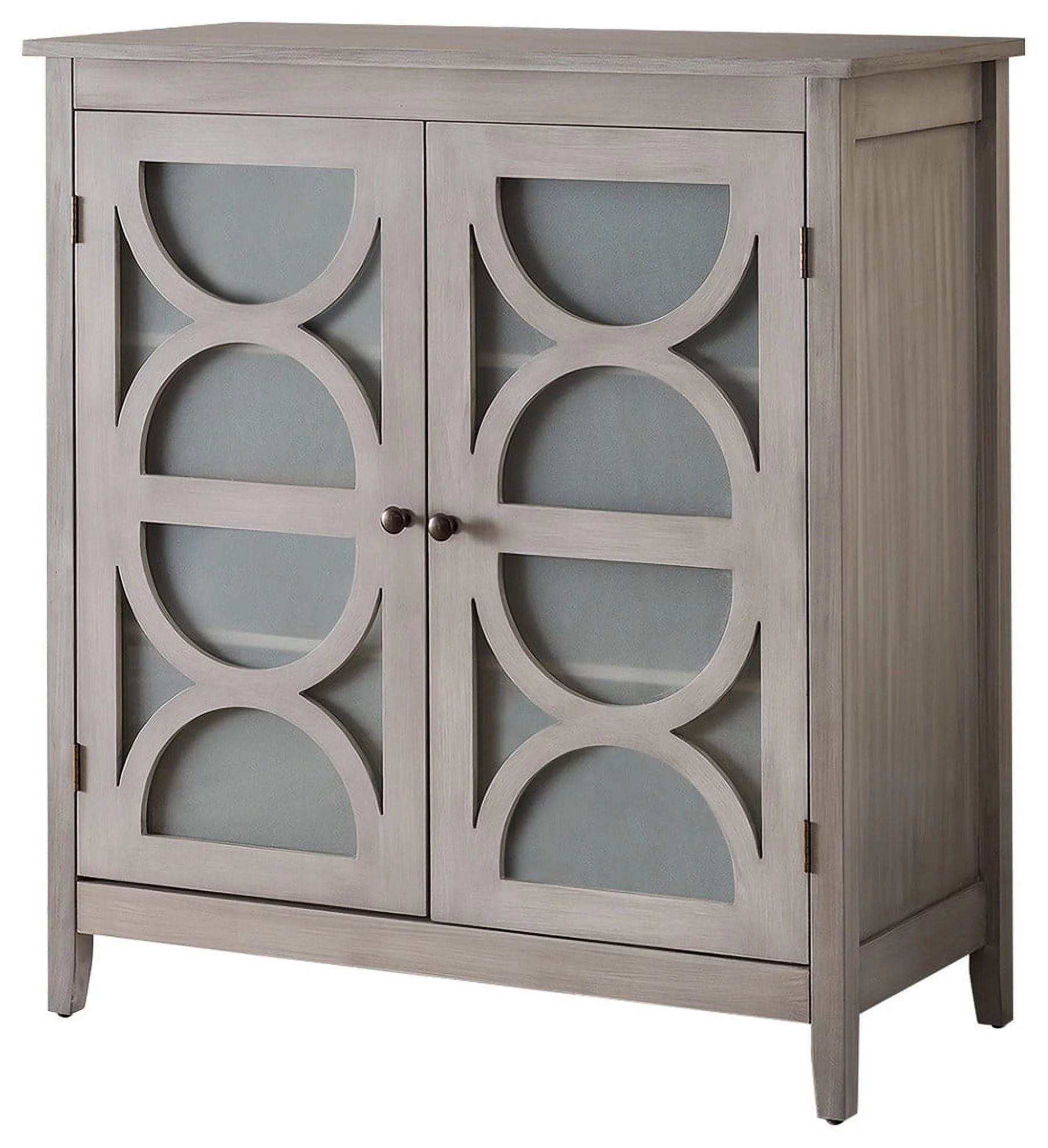 Pasco Wash Gray Wood Contemporary Entryway Console Table with Glass Doors