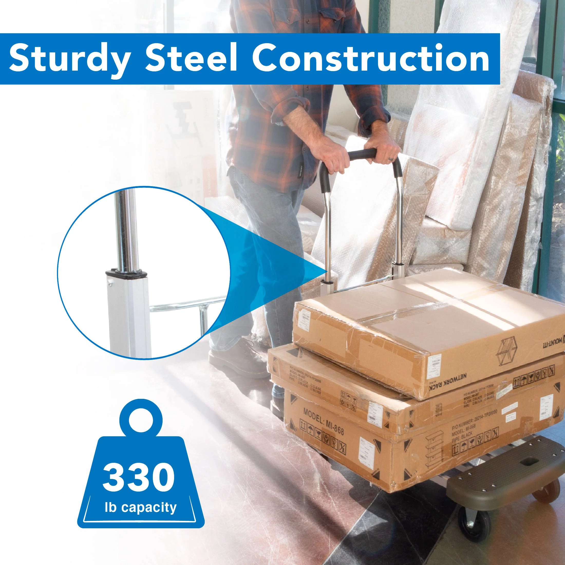 Mount-It! Folding Platform Hand Truck with Expandable Base | 330LBS Capacity