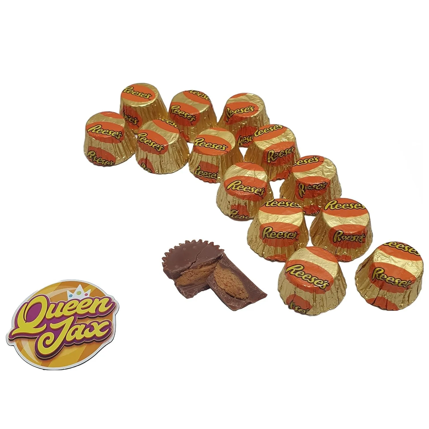 Mini Peanut Butter Cups - 4 Pound Bag - Bulk Chocolate - Individually Wrapped Chocolates - With Queen Jax Fridge Magnet - Reeses Peanut Butter Cups Mini - Miniature Reese's PB cups