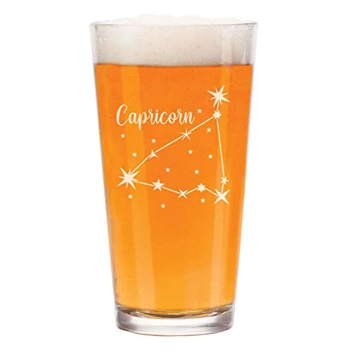 16 oz Beer Pint Glass Star Zodiac Horoscope Constellation (Capricorn)