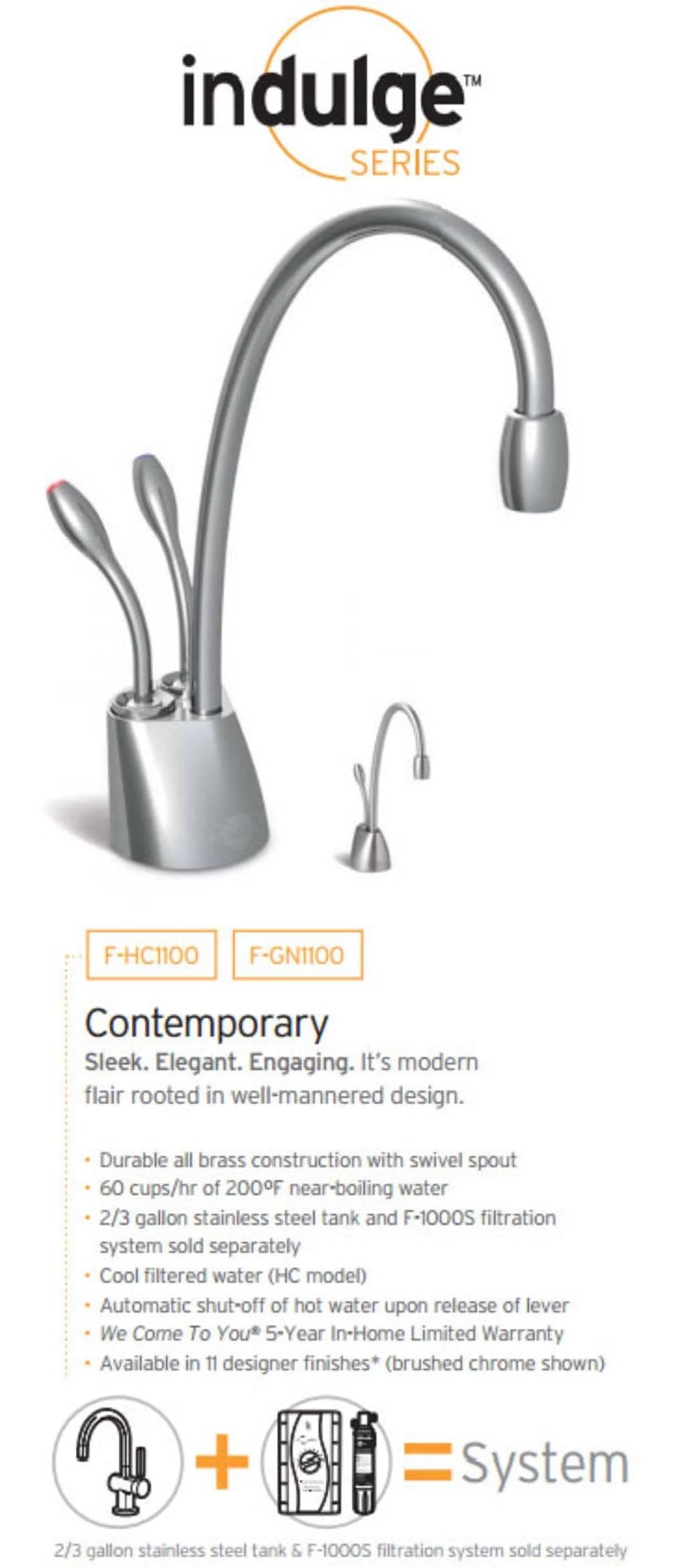 Insinkerator F-GN1100C Chrome Indulge Contemporary Hot Water Dispenser