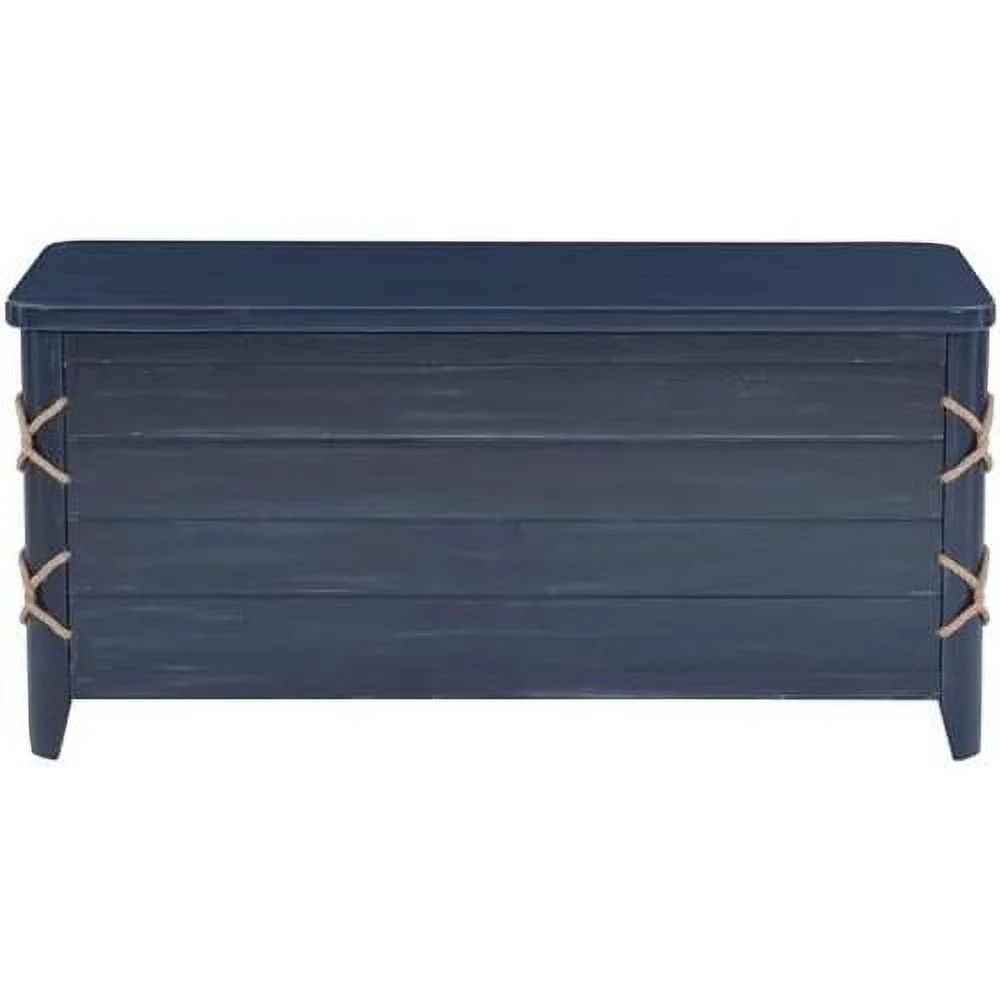 Modern Wood Rope Cedar Lined Storage Chest In Blue