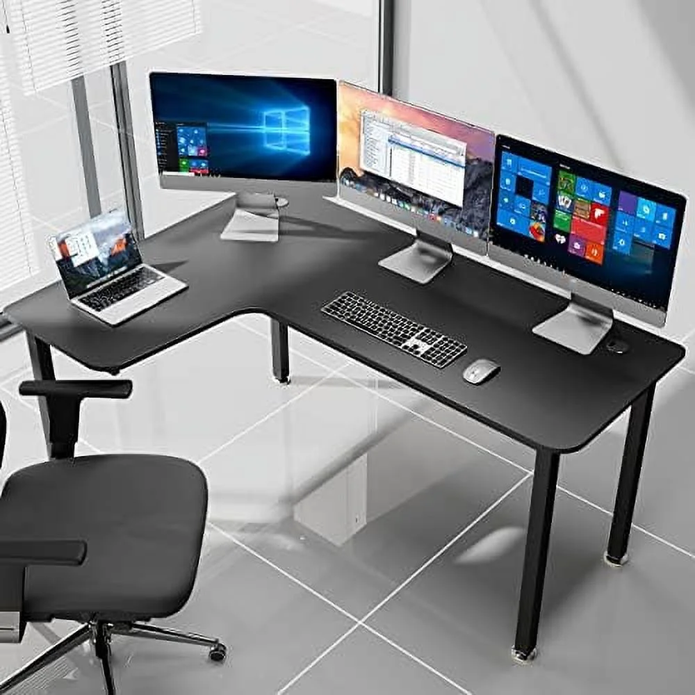 HJZBNONE It's_Organized L-Shaped Computer Desk  61" Corner Computer Desk  Office Study Writing Desk  Home Gaming Desk with Large Mouse Pad & Cable Management  Space-Saving  Ea