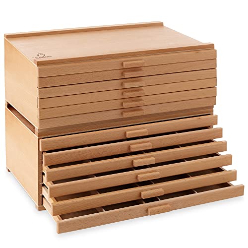 7 Elements 6 Drawer Wooden Artist Storage Supply Box for Pastels, Pencils, Pens, Markers, Brushes and Tools