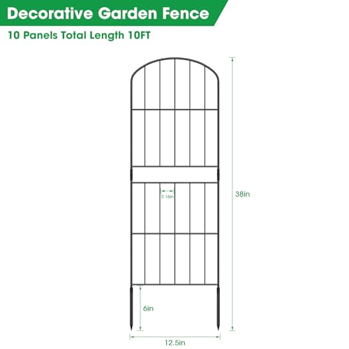 OUSHENG 38in (H) Decorative Garden Fence Fencing, 10ft (L) Rustproof Metal Wire Border Animal Barrier with Plastic Stakes for Dog Yard Patio Outdoor, Arched