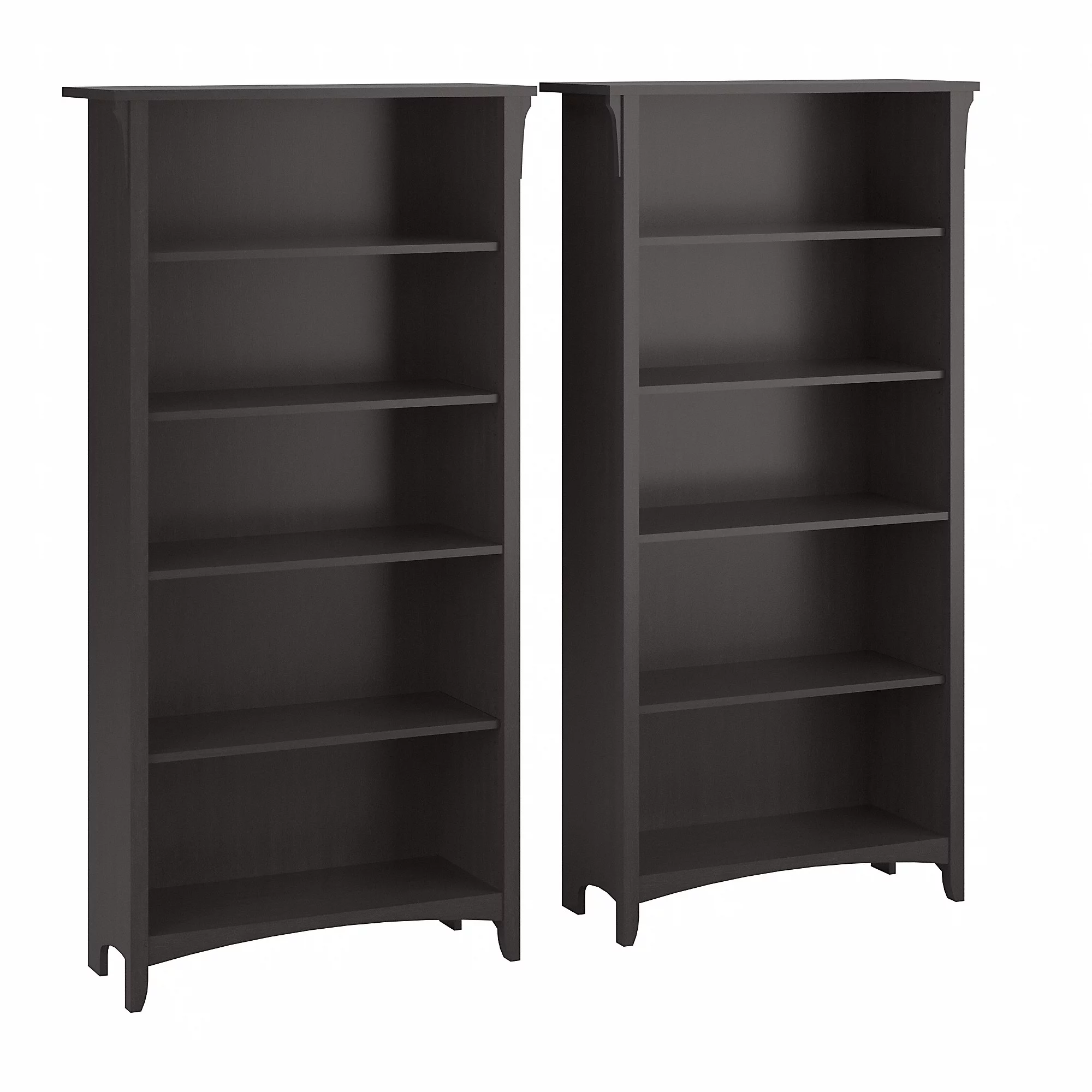 Bush Furniture Salinas Tall 5 Shelf Bookcase, Set of 2, Vintage Black