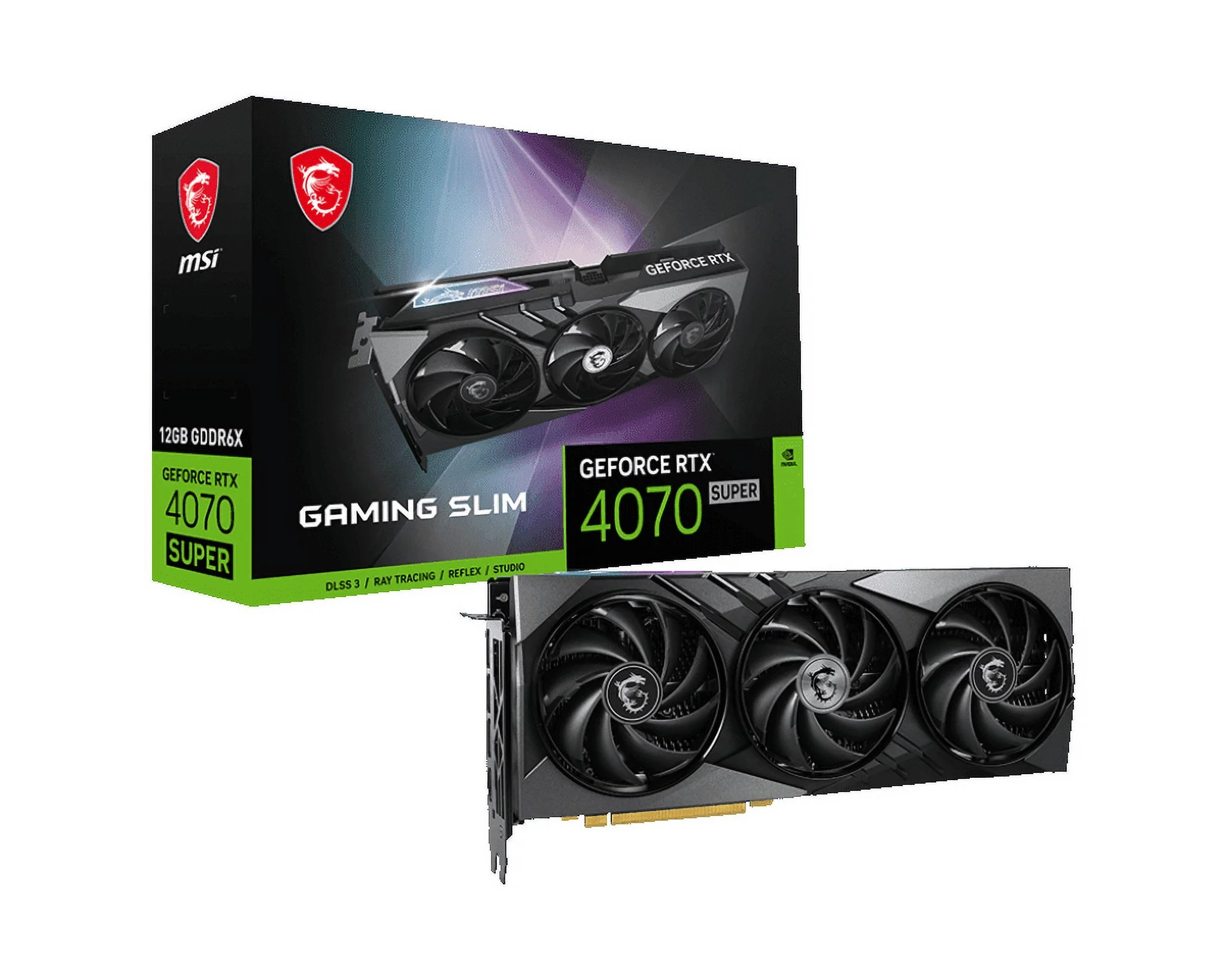 MSI GeForce RTX 4070 SUPER 12G GAMING SLIM Graphics Card, 12GB GDDR6X, PCI-E Gen 4, DP x 3, HDMI x 1, with DLSS 3, Slim Design