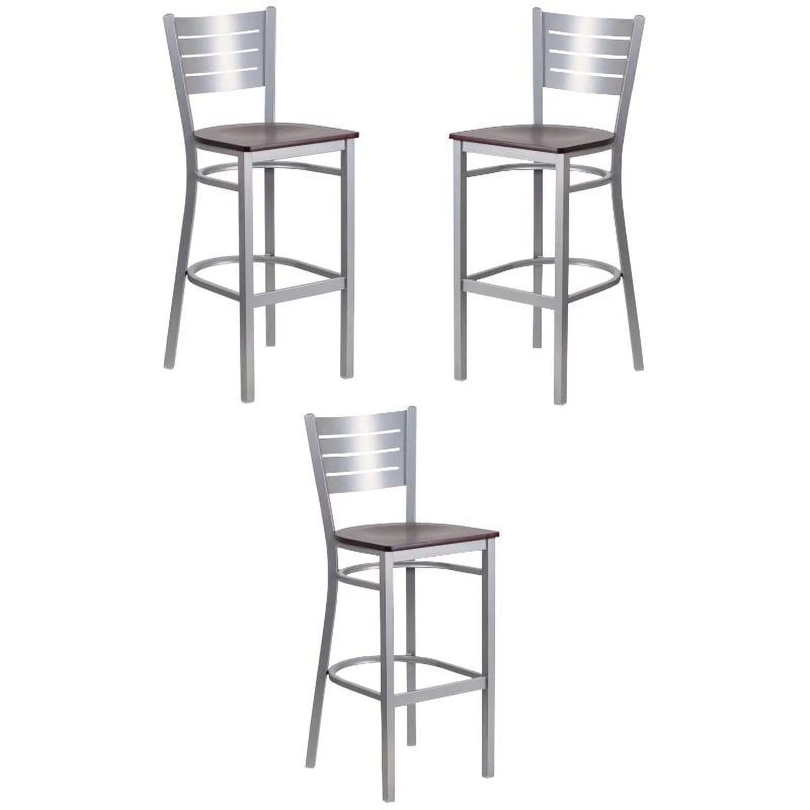 Home Square Bar Stool in Mahogany and Silver Finish - Set of 3