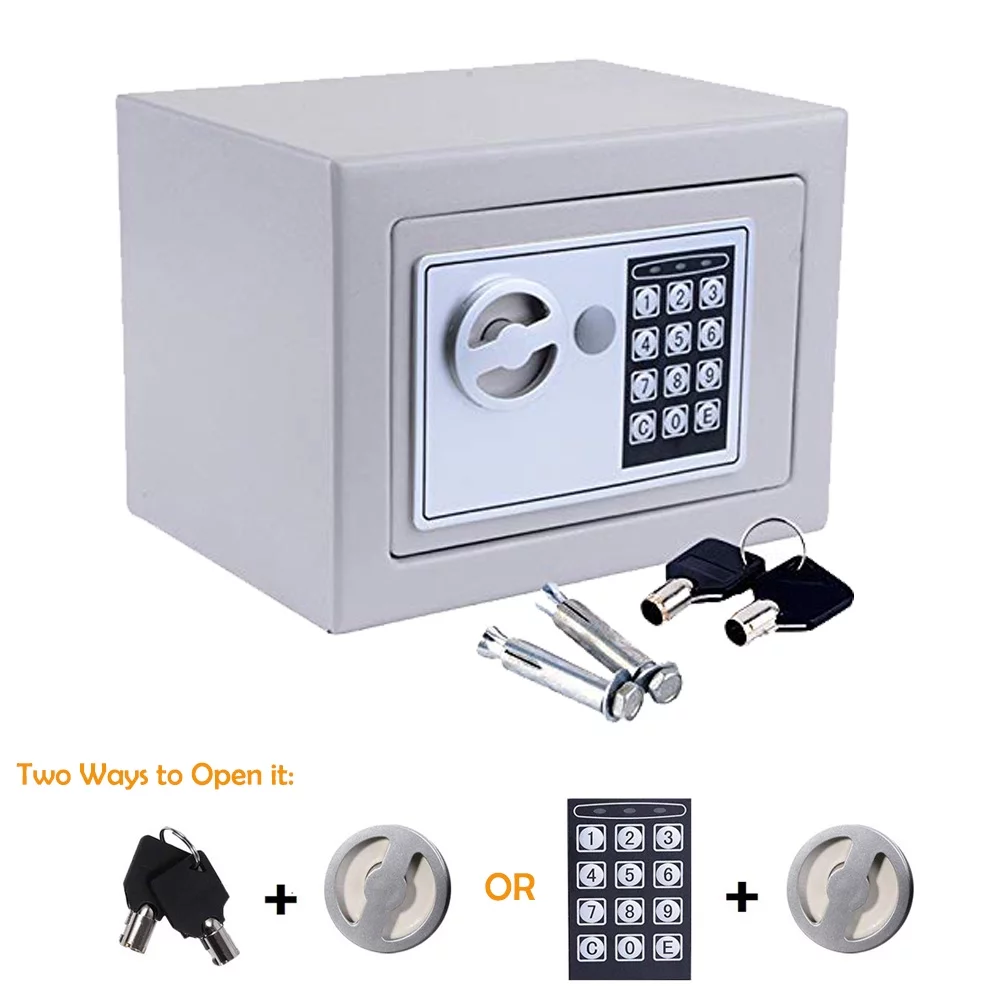 Zimtown Digital Safes, Security Safe Box for Valuables, Keypad and Key Lock, Gray