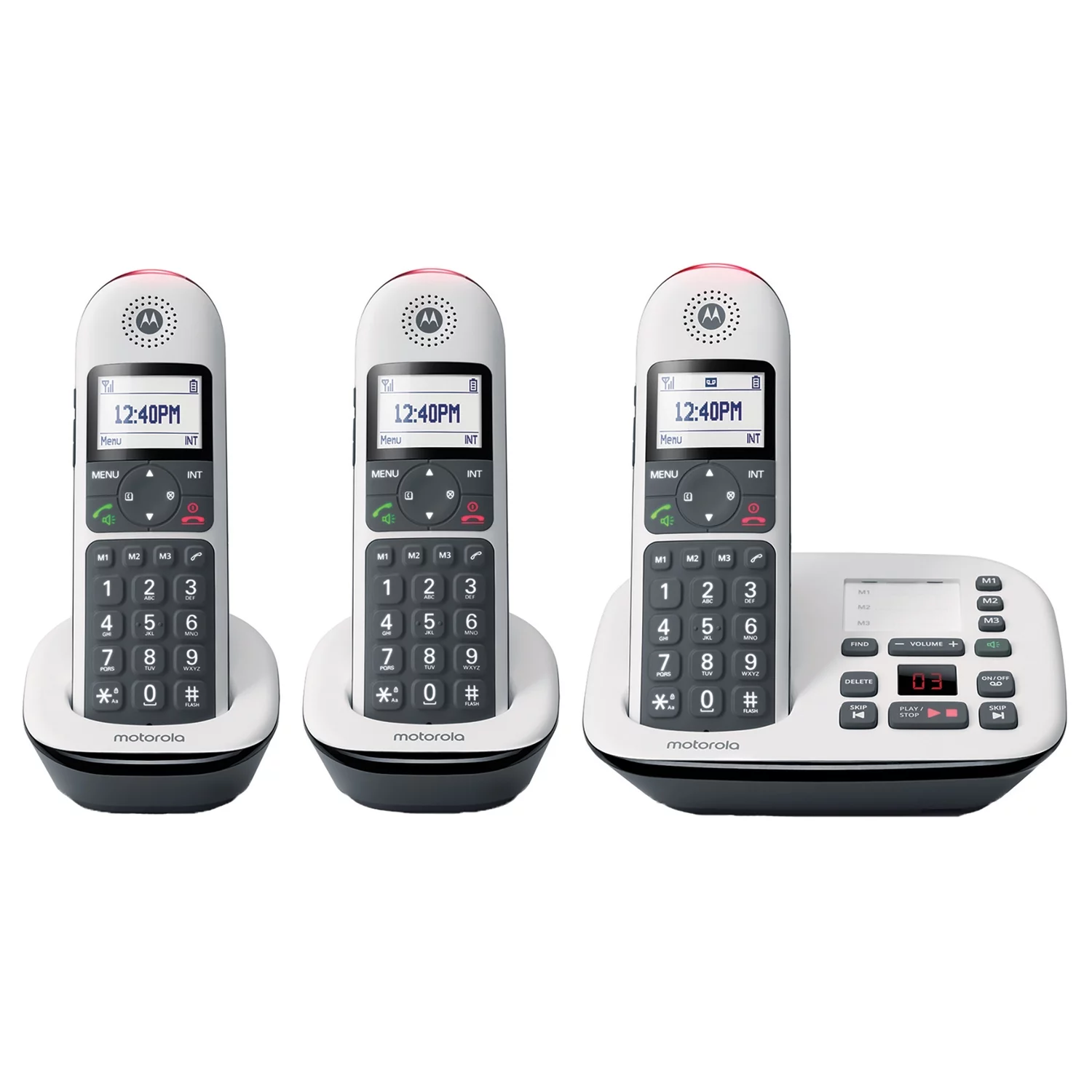 Motorola Residential DECT 6.0 Cordless Digital Phone System with Answering Machine, Call Block, and Volume Boost (3 Handsets), CD5013