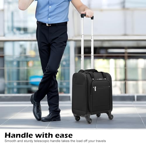 Coolife Underseat Carry On Luggage Softside Lightweight Rolling Travel Bag Spinner Suitcase