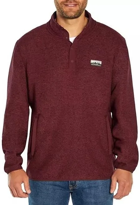 Eddie Bauer Men's Classic Fit Long Sleeve Knit Fleece Sweater (Heather Tawny Port, L)