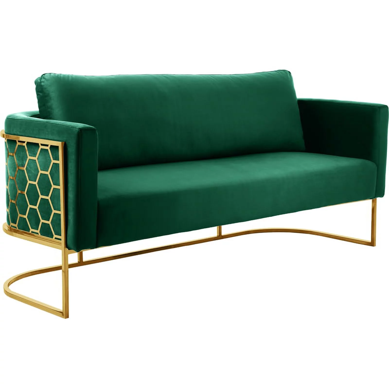 Meridian Furniture Casa Green Velvet Sofa with Gold Iron Metal Base