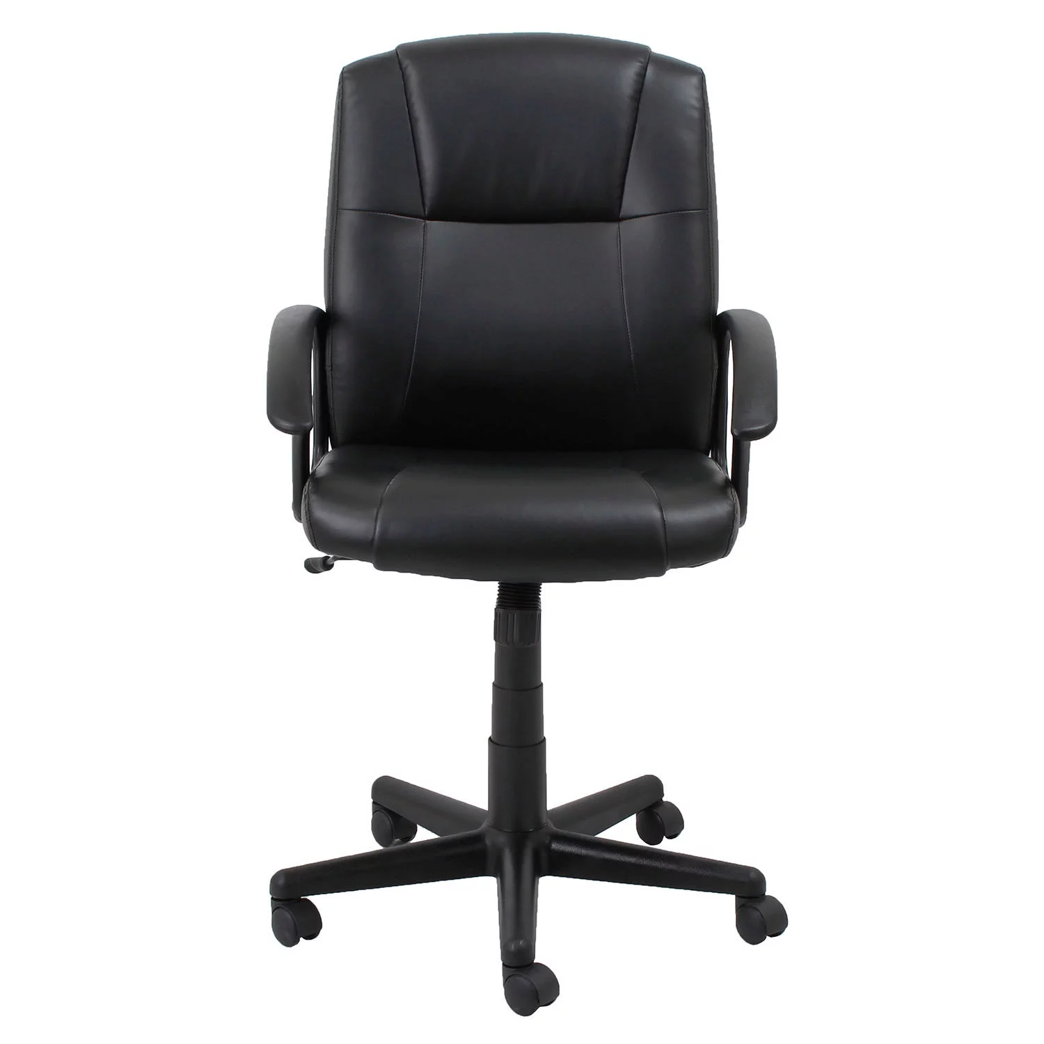 Executive Chair With Mid Back & Fixed Arms, Bonded Leather, Black