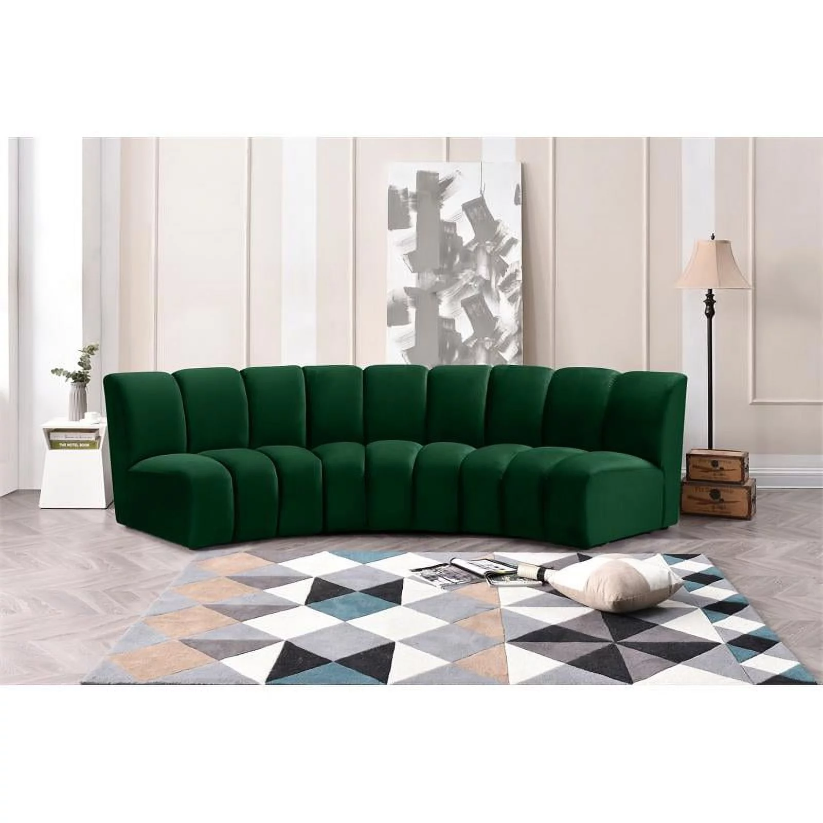 Meridian Furniture Infinity Green Velvet 3pc. Modular Sectional