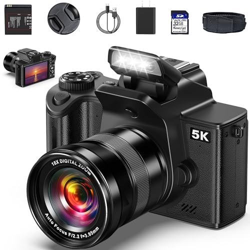 5K Digital Camera for Photography - 80MP WiFi Vlogging Camera for YouTube One-Touch Macro - UHD Autofocus Video Cameras with 4.0