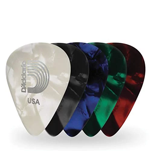D'Addario Assorted Pearl Celluloid Guitar Picks, 100 pack, Medium