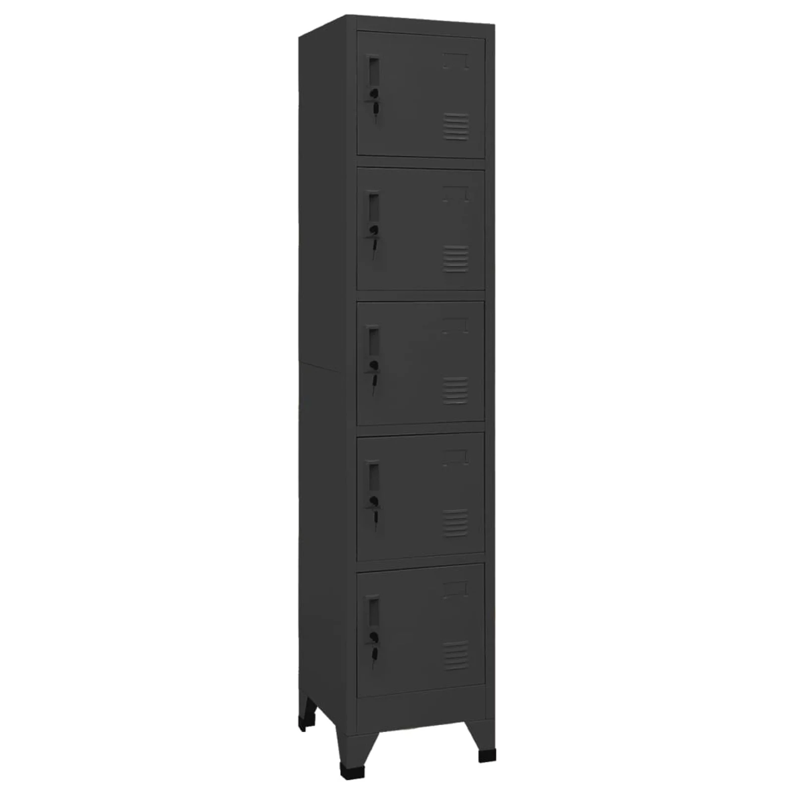 Anself Locker Cabinet with Storage Compartments and 5 Lockable Doors Steel File Cabinet Anthracite for Living Room, Bedroom, School, Home Office Furniture 15 x 15.7 x 70.9 Inches (W x D x H)