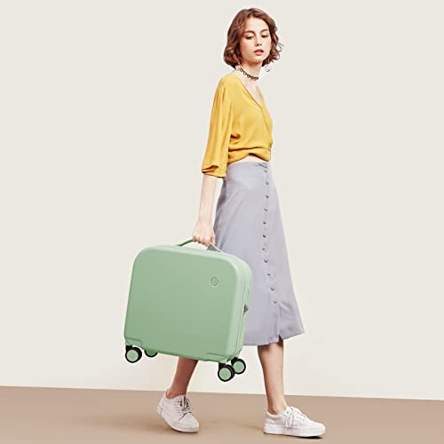 mixi Upgrade Carry on Luggage 14 Inch Underseat Personal Item Suitcases with Spinner Wheels, Hardside Rolling Suitcase PC with TSA Lock Lightweight Travel Case, Fine Grid Black