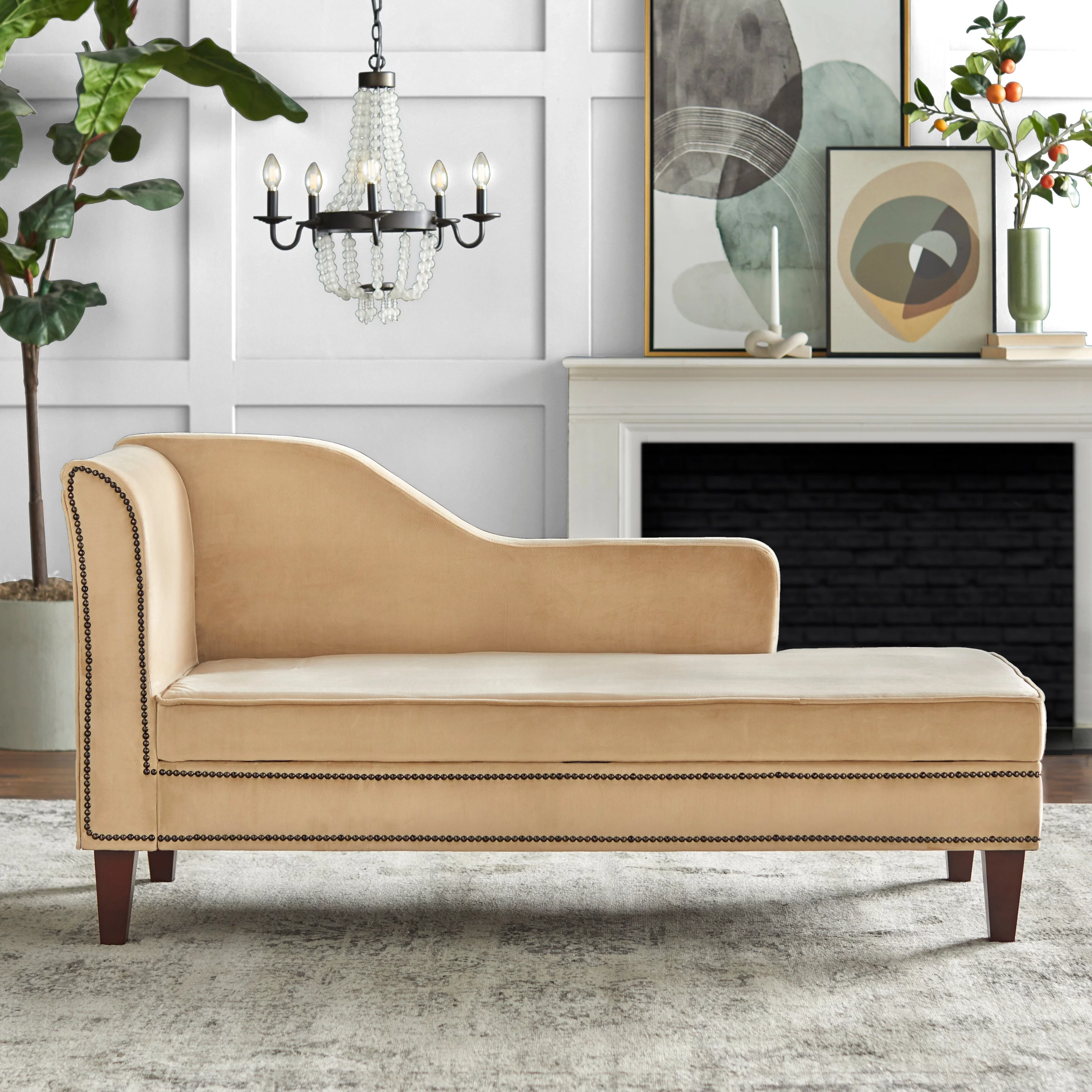 Simple Living  Giselle Storage Chaise Beige