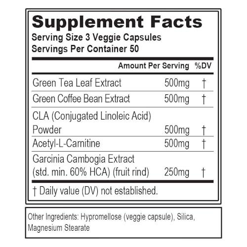 EVL Weight Loss Support Pills - Premium Multipurpose Appetite Metabolism and Fat Loss Support for Men and Women - LeanMode with Green Coffee Bean Extract CLA and Garcinia Cambogia - 50 Servings