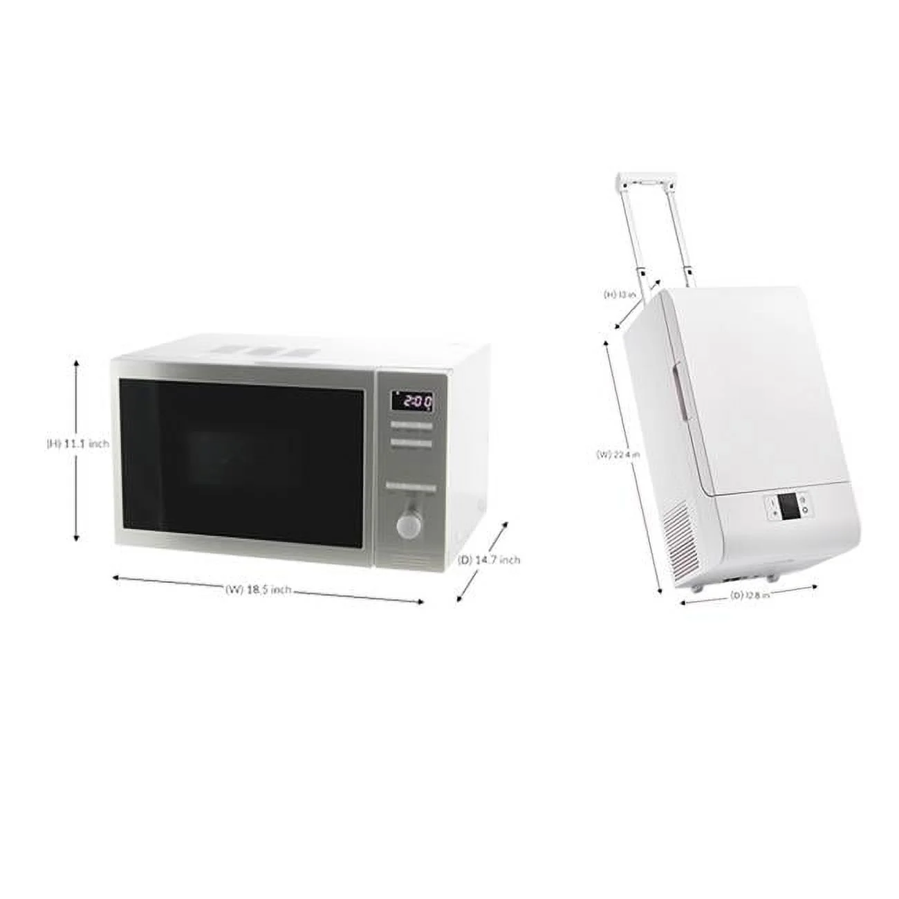 Equator 800W Freestanding Combo Microwave Oven in Stainless + Equator 50W Tailgate Refrigerator in White Bundle