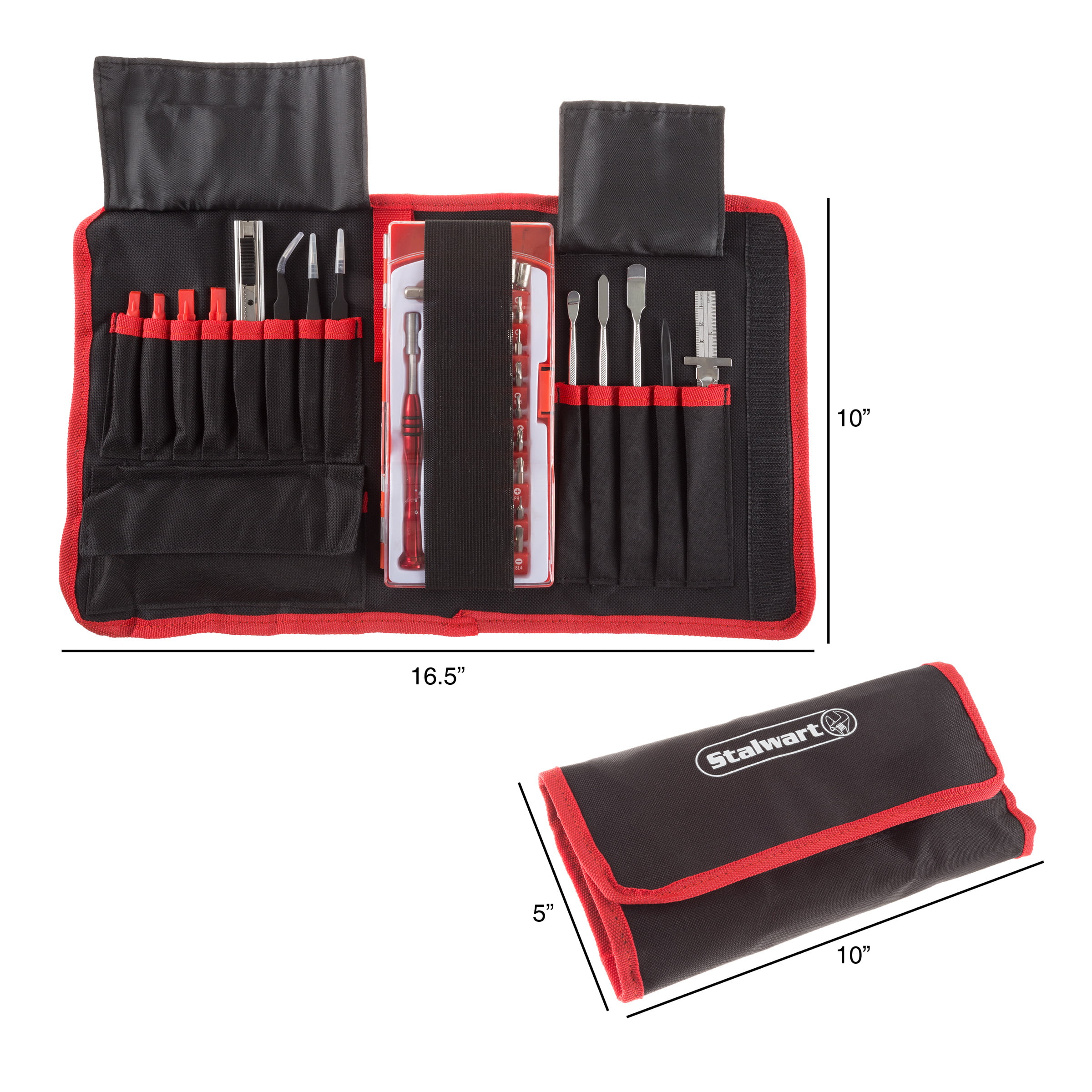 Stalwart Electronic Repair Tech Tool Kit- 70 Piece Set with Precision Screwdriver, Bits, Tweezers and More For Repairing Cell Phone/Tablet/Laptop