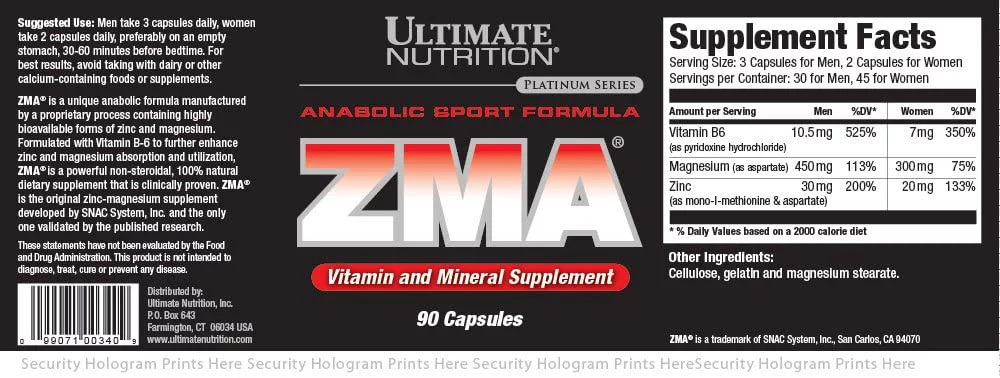 Ultimate Nutrition ZMA Vitamin & Mineral, Muscle Strength, 90 Capsules