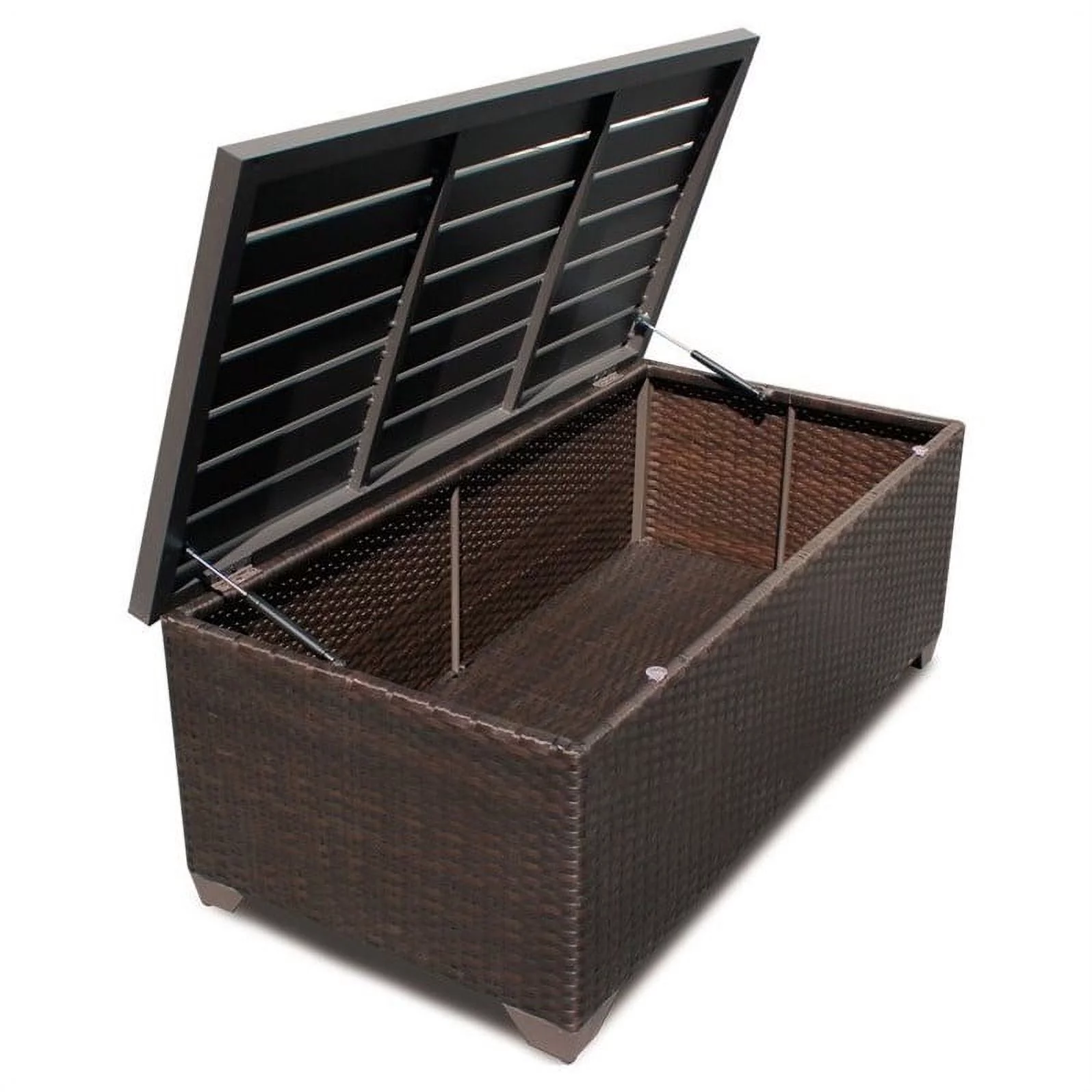 Bowery Hill Outdoor Wicker Storage Coffee Table in Espresso