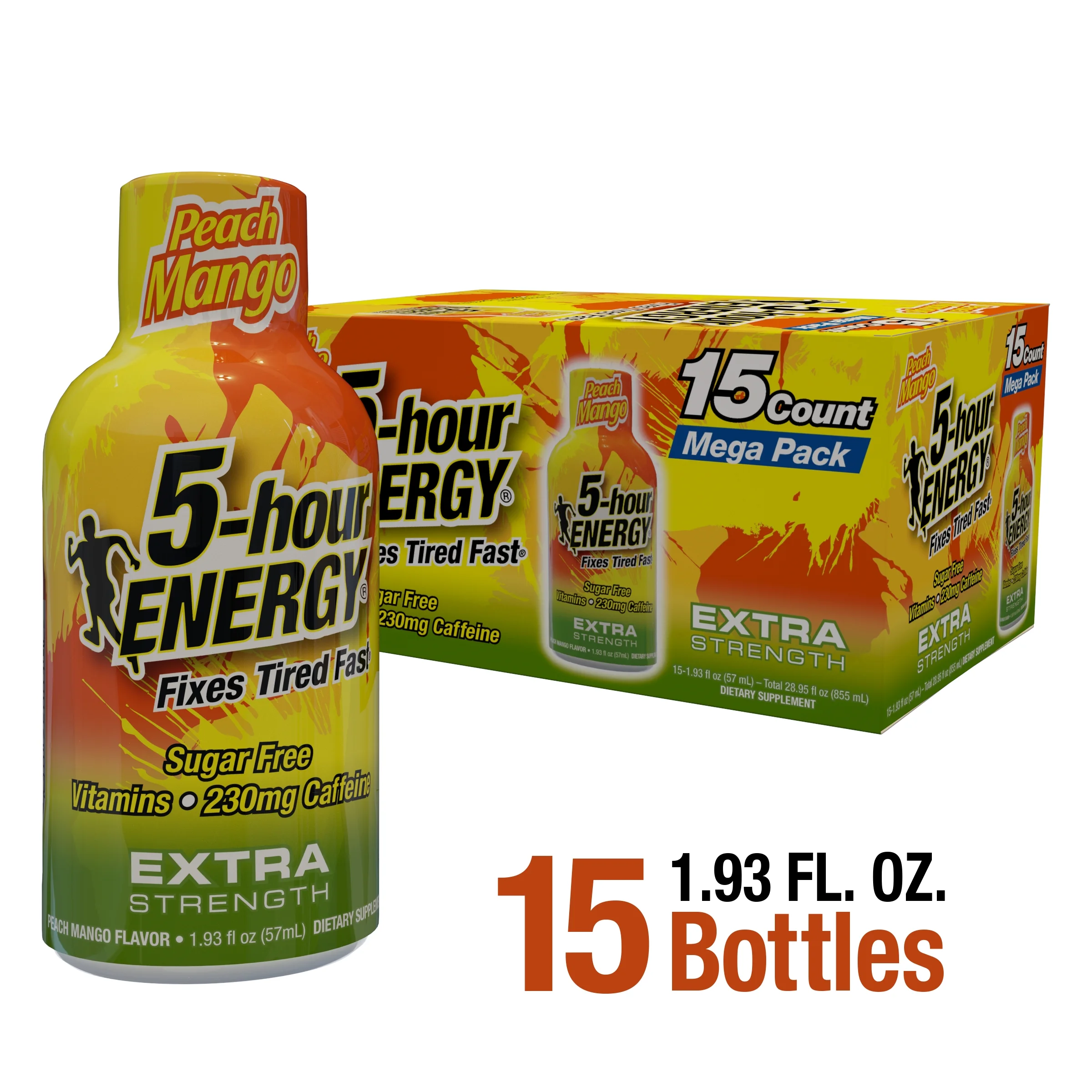 5-hour ENERGY Shot, Extra Strength, Peach Mango, 15 Count