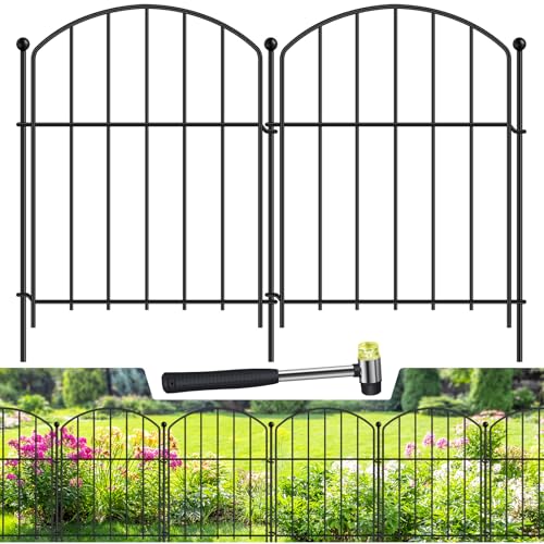 Decoration Garden Fence 21in x 10ft, 10 Pack Rustproof Metal Animal Barrier Fence, Arched Flower Bed Edge Decorative Rabbit and Dog Ground Defense No-Dig Fence for Patio Patio Outdoor